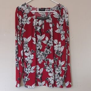 Liz Claiborne Red Tie Front Blouse with Flowing Sleeves